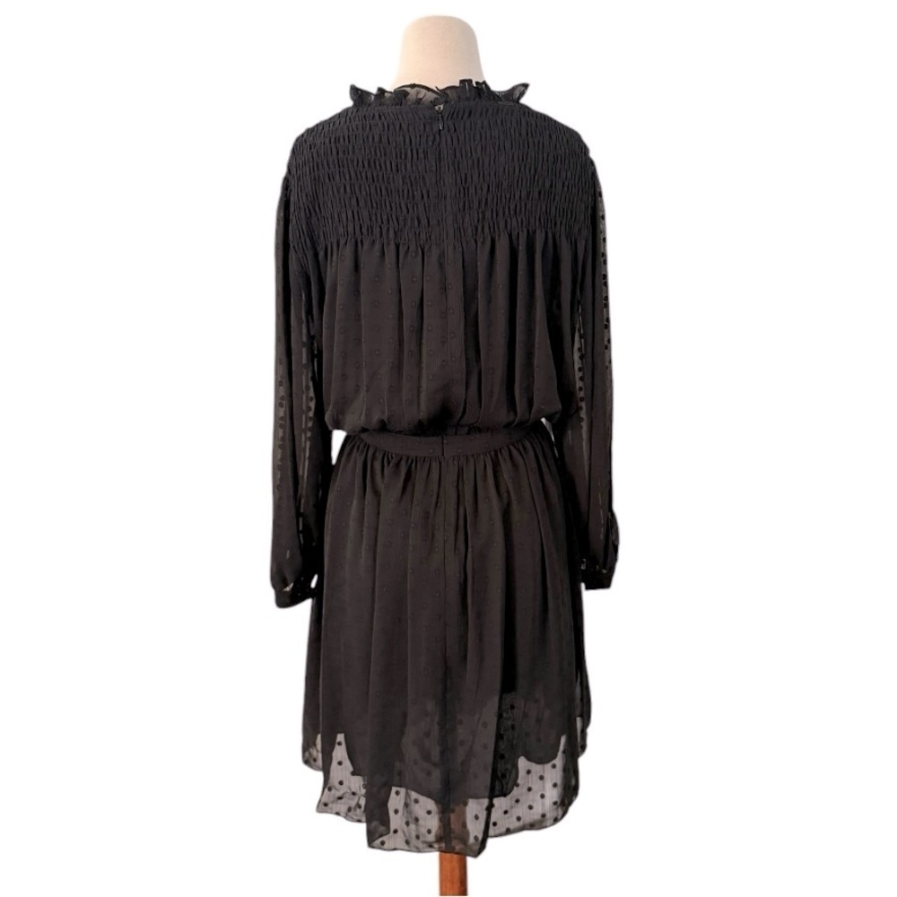 REBECCA TAYLOR Clip Dot Shirt Mini Dress Black Size 16 NEW - Picture 4 of 9